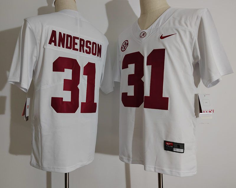 Men Alabama Crimson Tide 31 Anderson White Nike 2025 NCAA Jersey